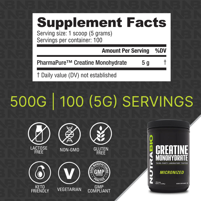 Nutrabio Creatine Monohydrate Powder