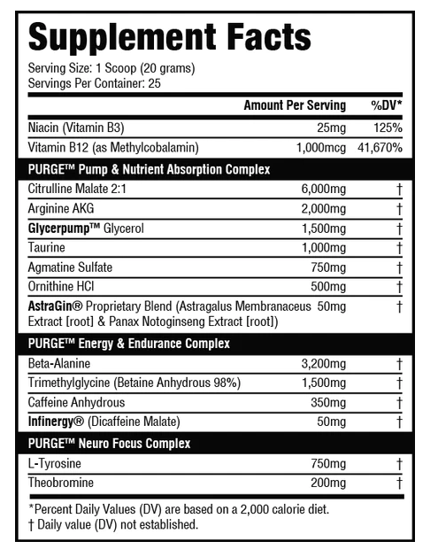 PURGE SUPPS PRE V2 "Pre Workout Powerhouse"