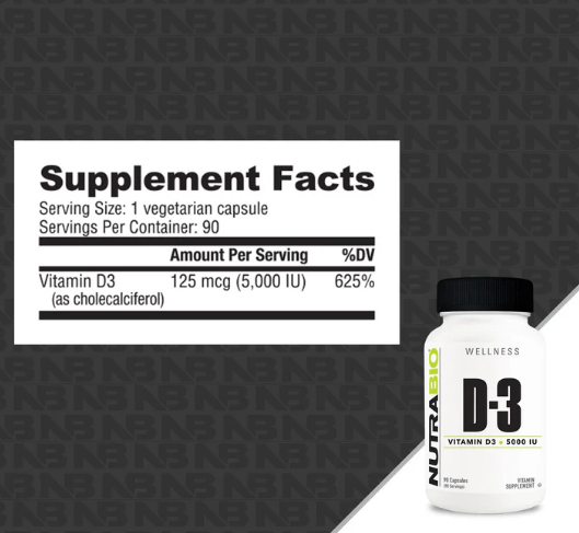 Vitamin D3 (5000 IU) by Nutrabio