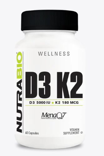 Vitamin D3 K2 (5000 IU D3, 180 MCG K2) by Nutrabio