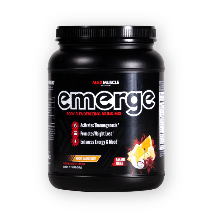 Max Muscle Emerge – Thermogenic Fat Burner Supplement Bottle- Bahama Mama