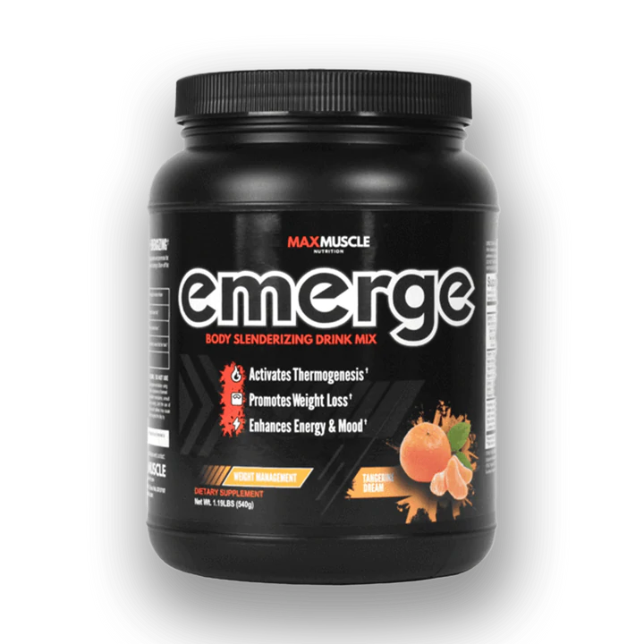 Max Muscle Emerge – Thermogenic Fat Burner Supplement Bottle- Tangerine