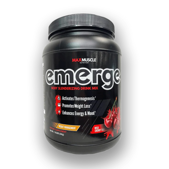 Max Muscle Emerge – Thermogenic Fat Burner Supplement Bottle- Wild Cherry