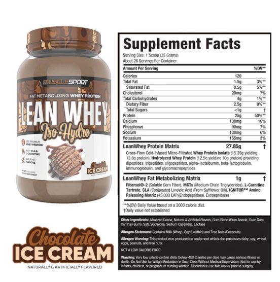 MUSCLESPORT LEAN WHEY 2LB PROTEIN